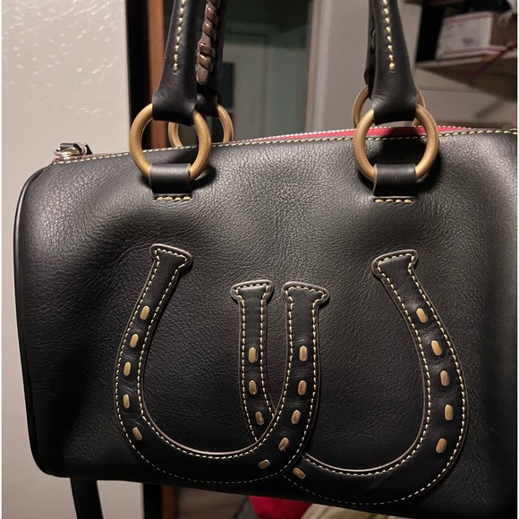 Dooney & Bourke Horse Shoe Western Black Red Leather Duffle HTF RARE - Picture 2 of 10
